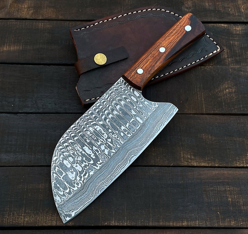 Handmade Damascus Steel Meat Cleaver Custom Handmade Damascus Steel Chef Knife