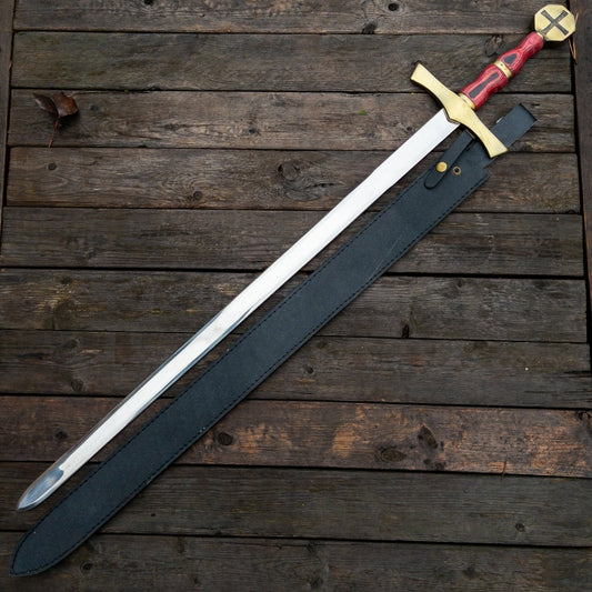 Stainless Steel Templar Crusader Knights Sword with Brass Accents