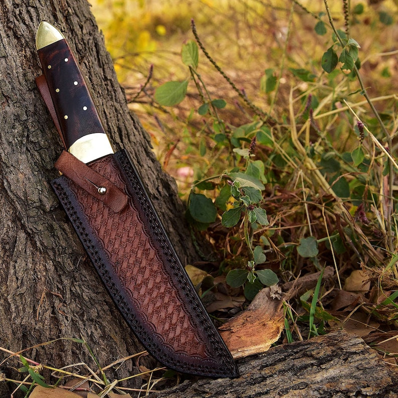 American Tanto Kurinkiru  Hunting Knife With Leather Sheath