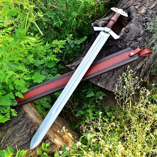 Full Tang Viking Sword Functioning Historical Replica Stainless Steel Decorative Sword With Leather Sheath