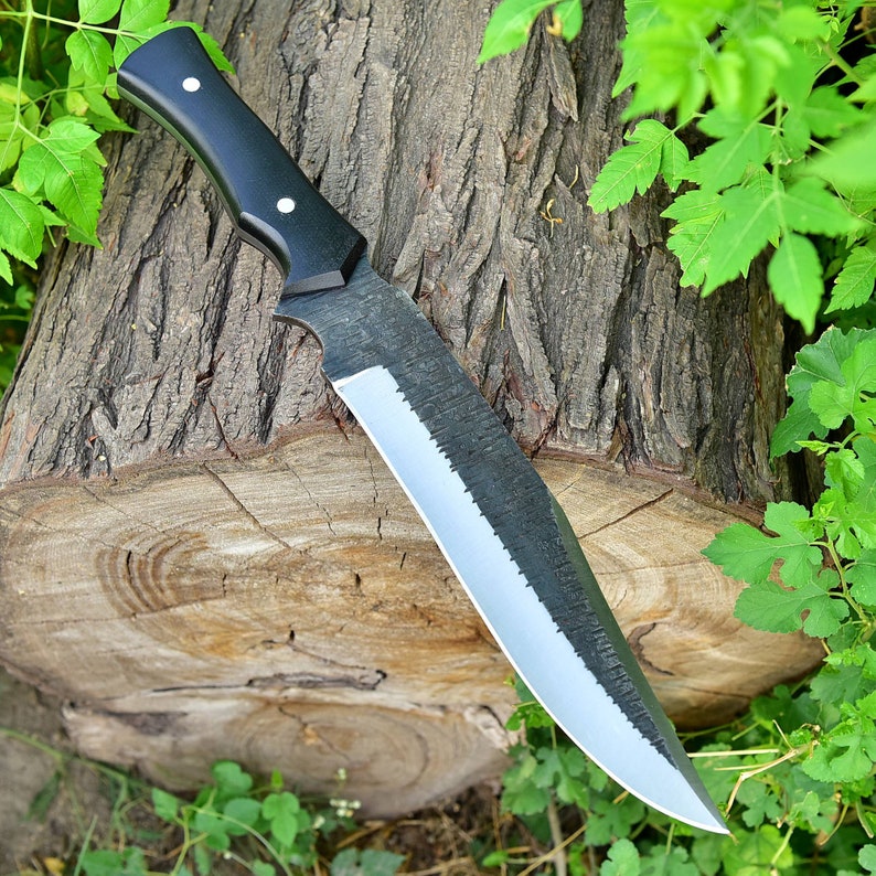 Full Tang Outdoor Knife with Hand Tooled Genuine Leather Sheat Tennessee Wild Boar Bowie Hunting Knife