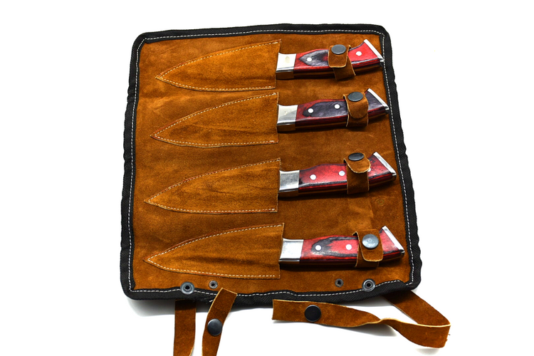 4 Piece Steak Knife Set With Leather Bag Sharp