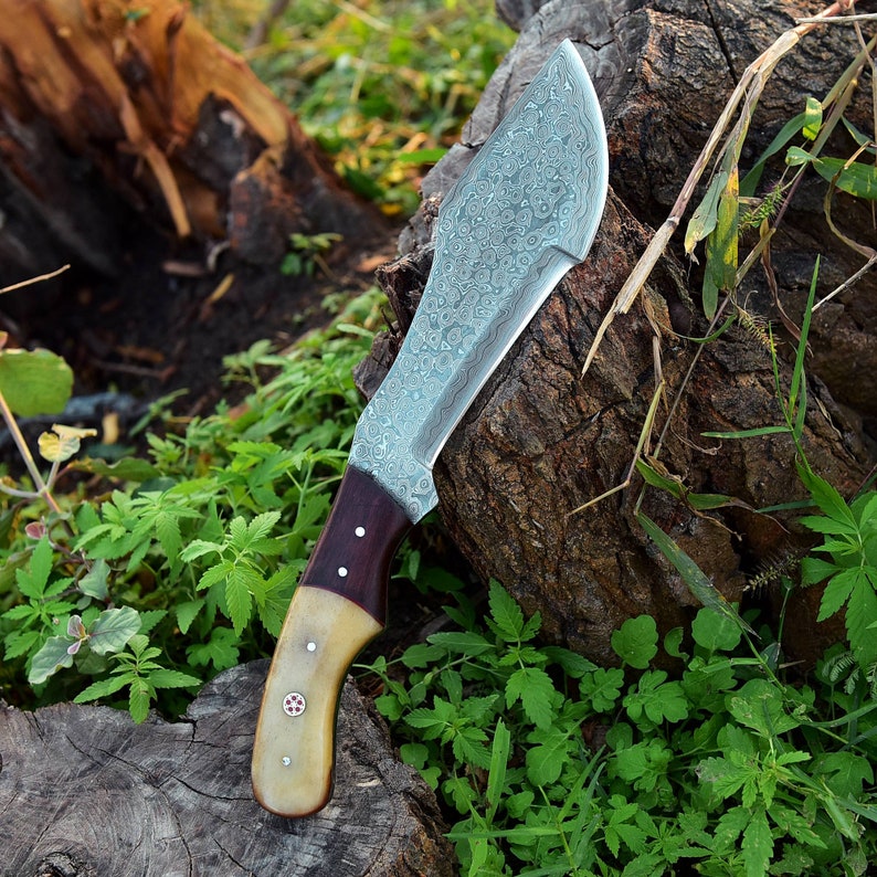 Handmade Damascus Steel Tracker Hunting Knife, Camping Knife, Groomsmen