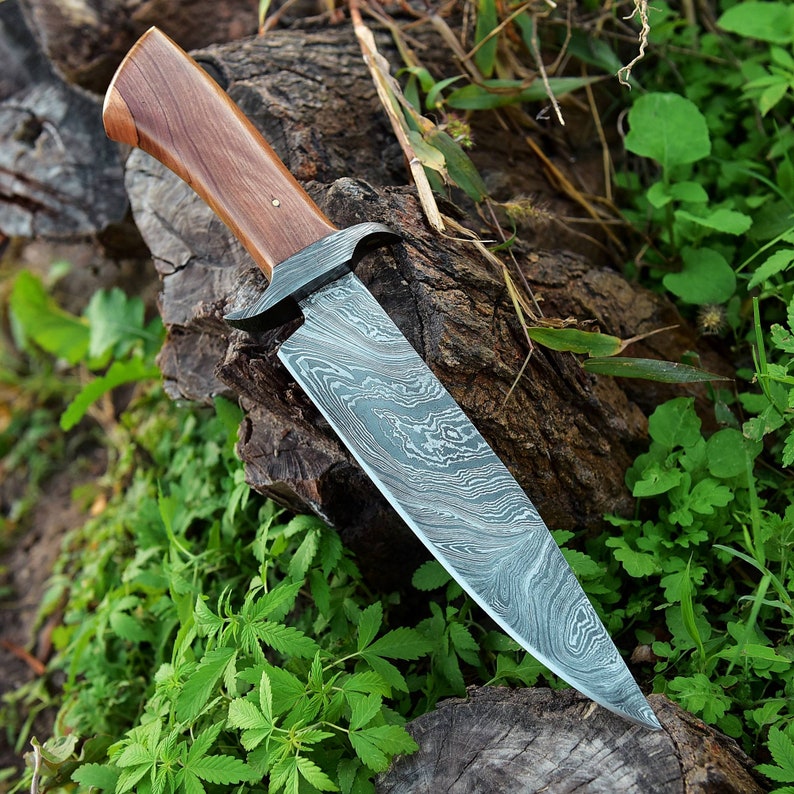 Damascus Steel Hunting Knife, Damascus Knife With Sheath