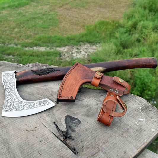 Traditions Viking Bearded Axe - Hand Crafted Beautiful Engraved Axe