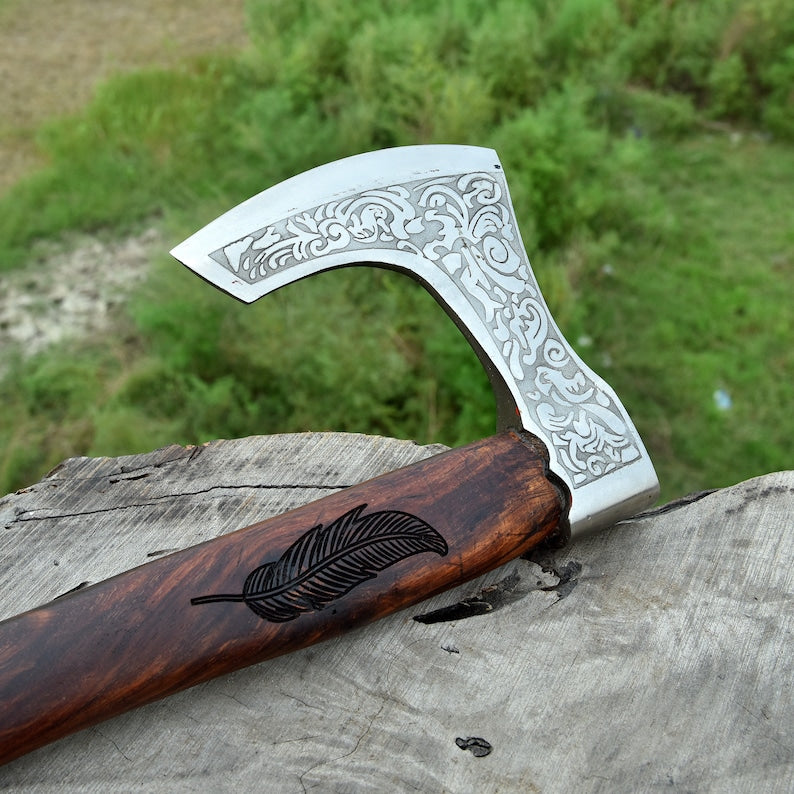 Traditions Viking Bearded Axe - Hand Crafted Beautiful Engraved Axe