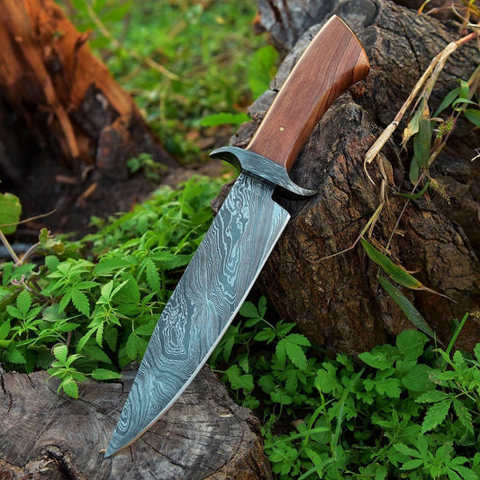 Damascus Steel Hunting Knife, Damascus Knife With Sheath