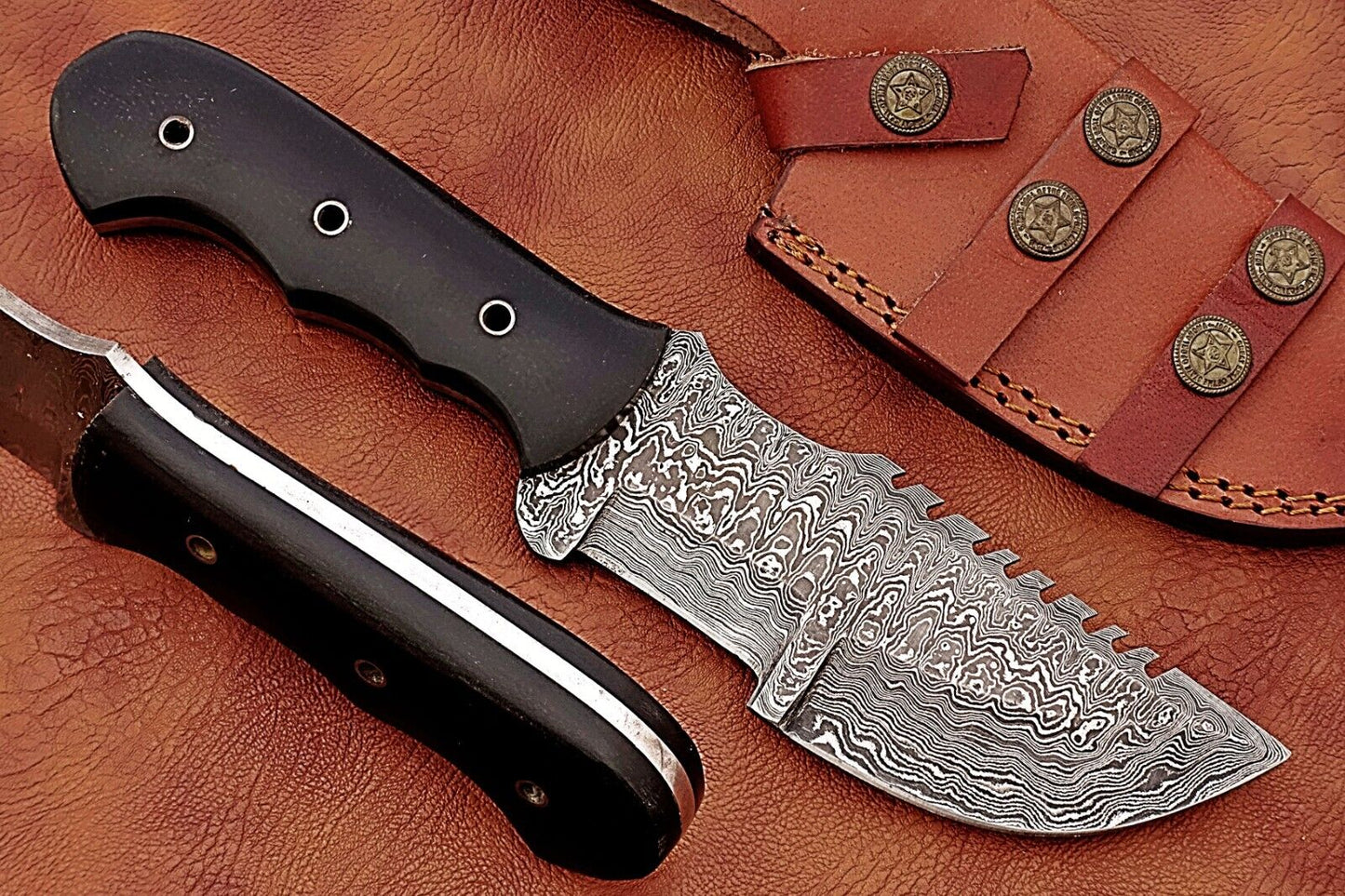 Custom Hand Made Damascus Steel Hunting Tracker Knife FR 20022107