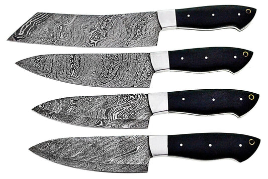 Custom Hand made Damascus Steel Kitchen / BBQ / Chef Knives 4 Pcs.Set FR-2001026