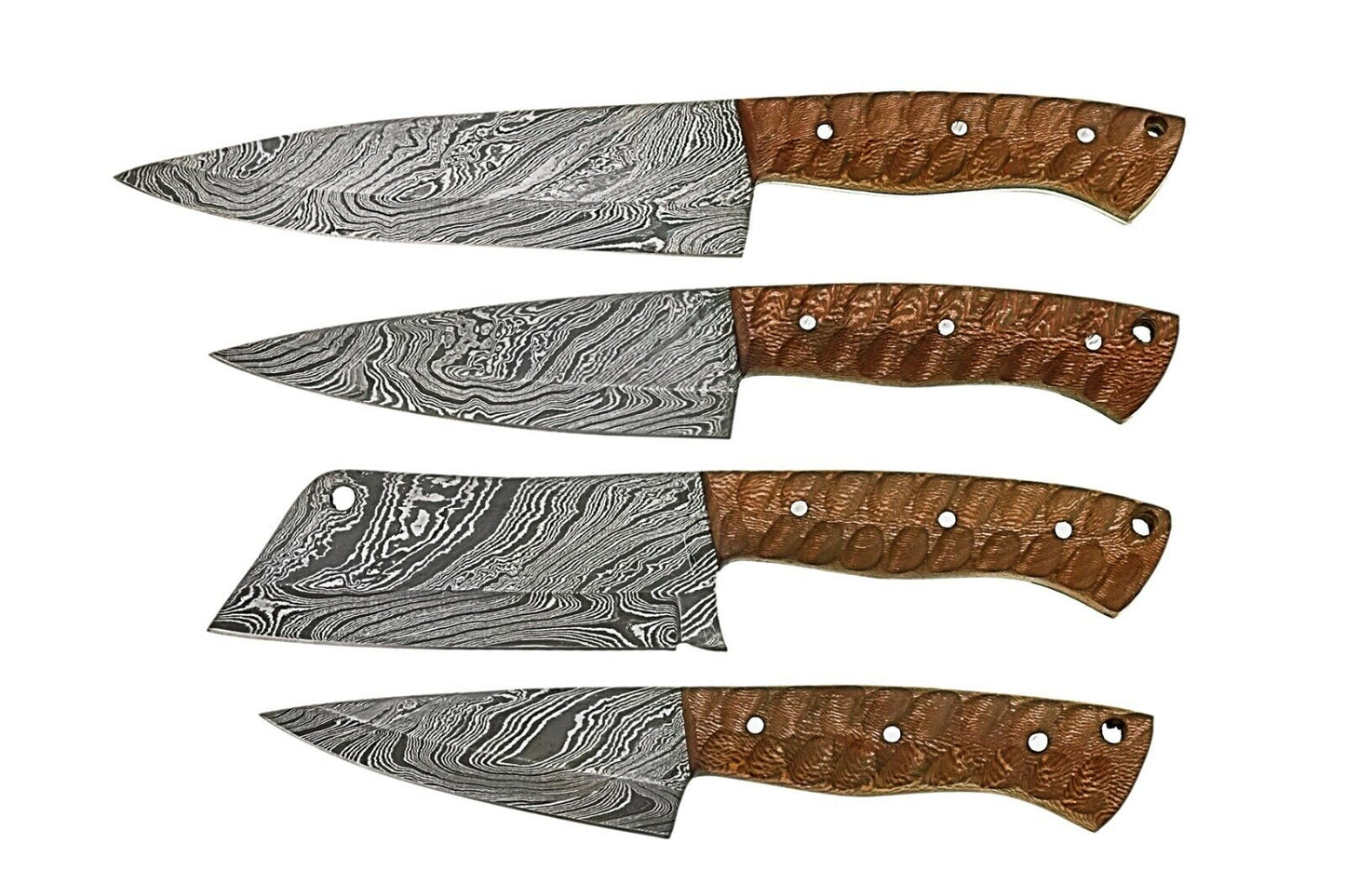 Custom Hand made Damascus Steel Kitchen/ BBQ / Chef Knives 4 Pcs. Set FR-2001099