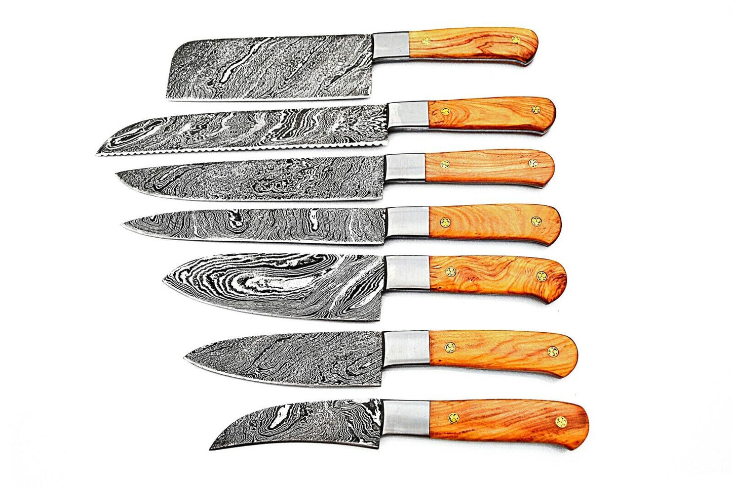 Custom Hand Made Damascus Steel Kitchen Knife Set/Chef Knives 7Pcs.FR 2001097Kao