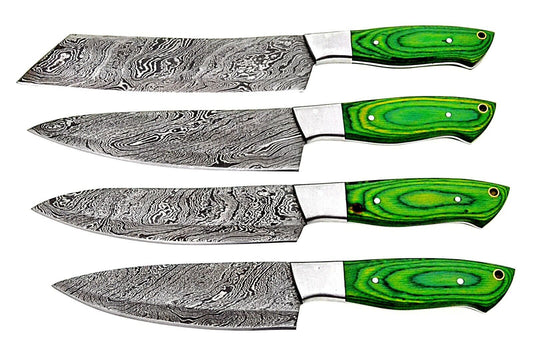 Custom Hand made Damascus Steel Kitchen/ BBQ / Chef Knives 4 Pcs. Set FR-2021124