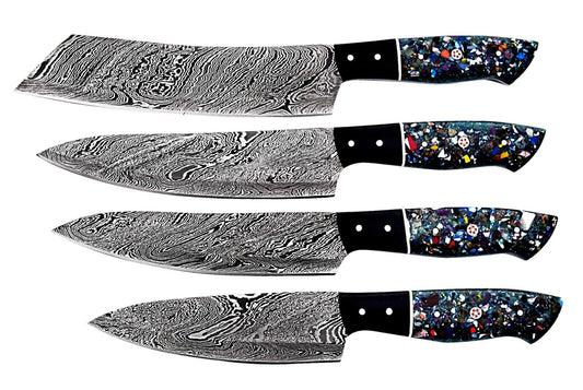 Custom Hand made Damascus Steel Kitchen/ BBQ / Chef Knives 4 Pcs. Set FR-2021108