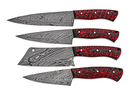 Custom Hand made Damascus Steel Kitchen/ BBQ / Chef Knives 4 Pcs. Set FR-202114