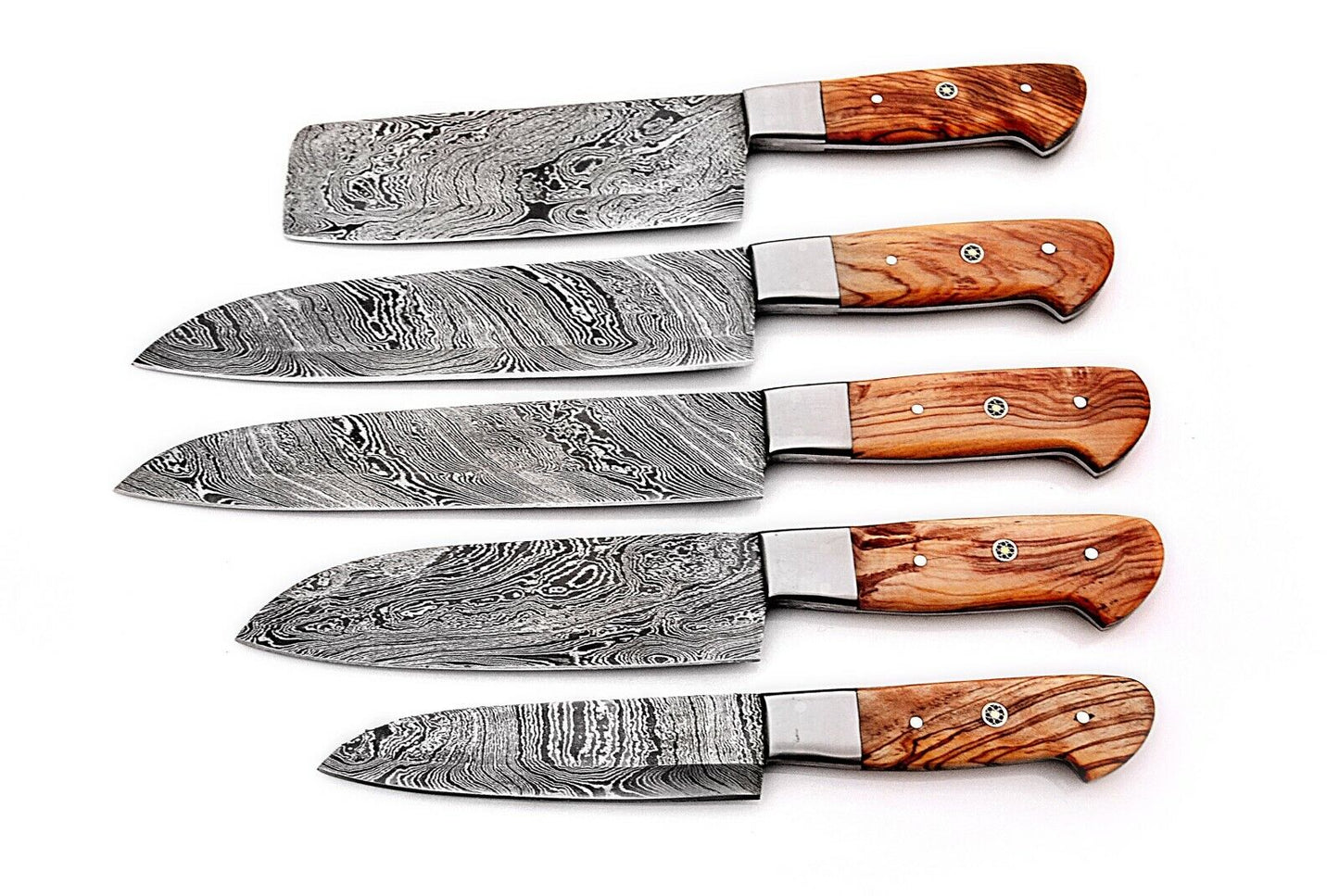 Handmade Damascus Steel With Kao Wood Handles Kitchen Knives Set FR-20021101