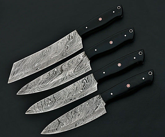 Custom Hand made Damascus Steel Kitchen / BBQ / Chef Knives 4 Pcs.Set FR-2021172