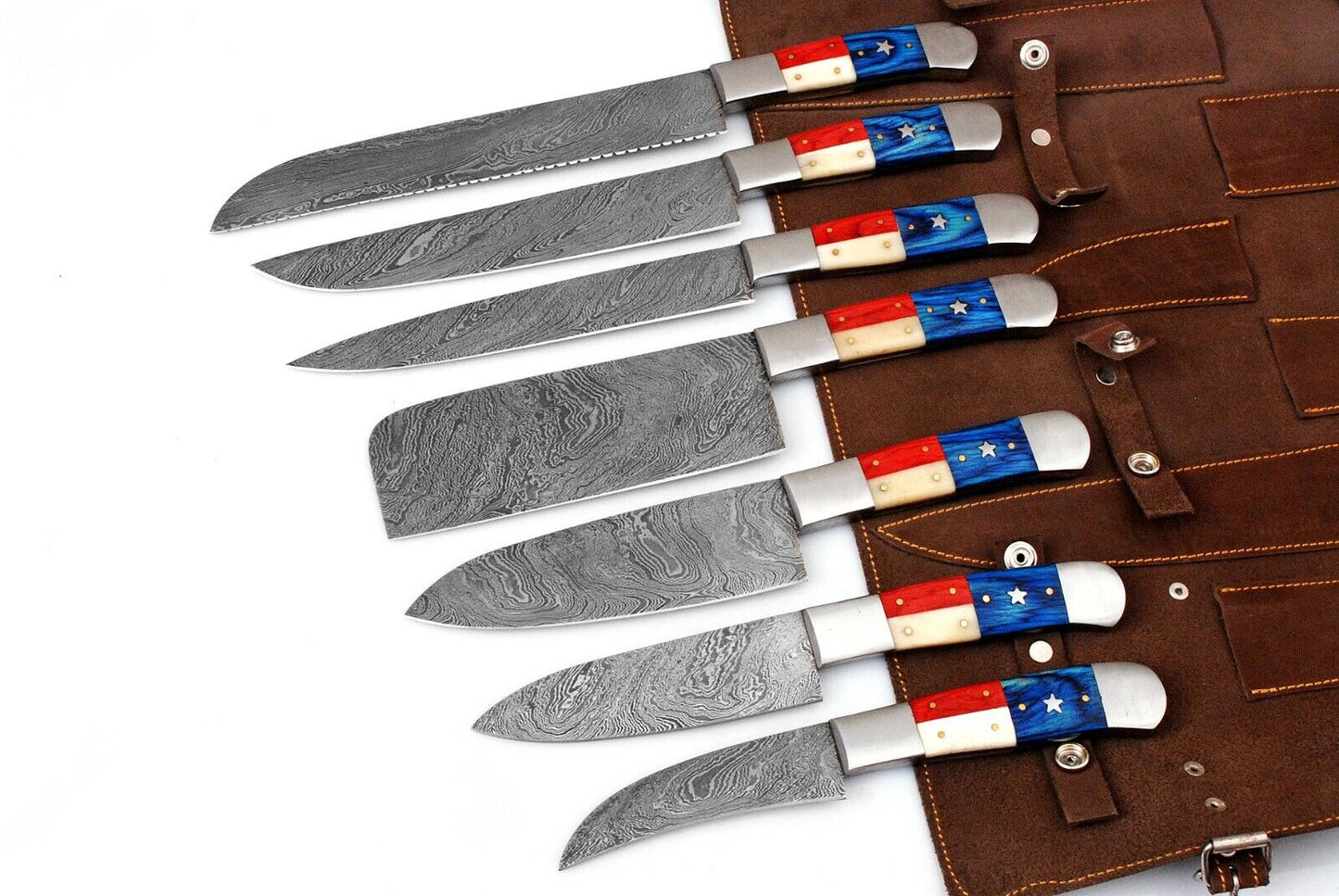 Custom Hand Made Damascus Steel Kitchen Knife Set/Chef Knives 7Pcs. FR 2001097TF