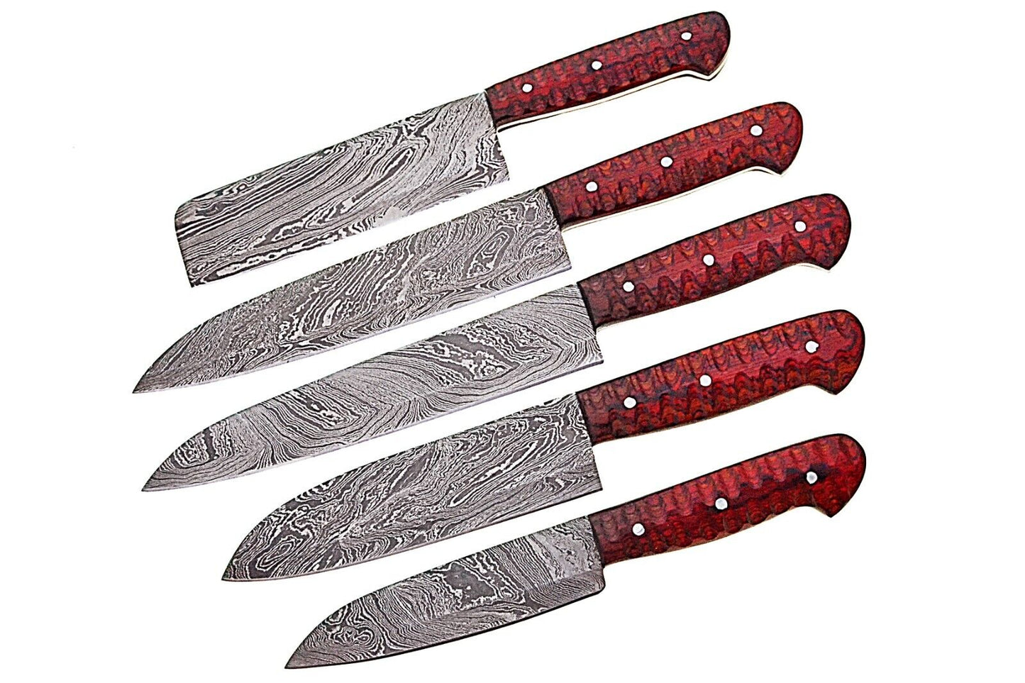 Custom Hand made Damascus Steel Kitchen / BBQ / Chef Knives 5 Pc Set FR-20021140