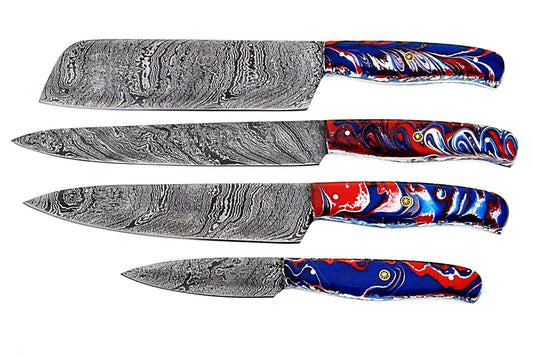 Custom Hand made Damascus Steel Kitchen / Chef Knives Set 4 Pcs. Set FR-2001107