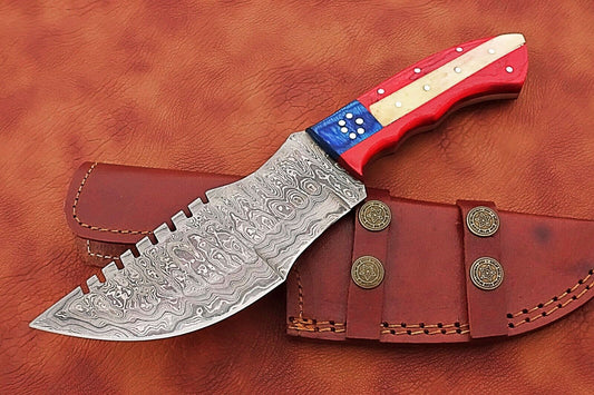 Custom Hand Made Damascus Steel Hunting Tracker Knife FR 20022116