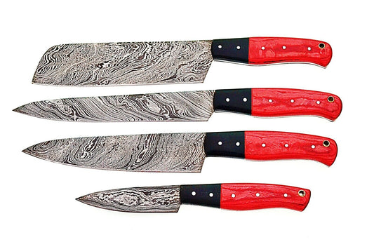 Custom Hand made Damascus Steel Kitchen / Chef Knives Set 4 Pcs. Set FR-2021129