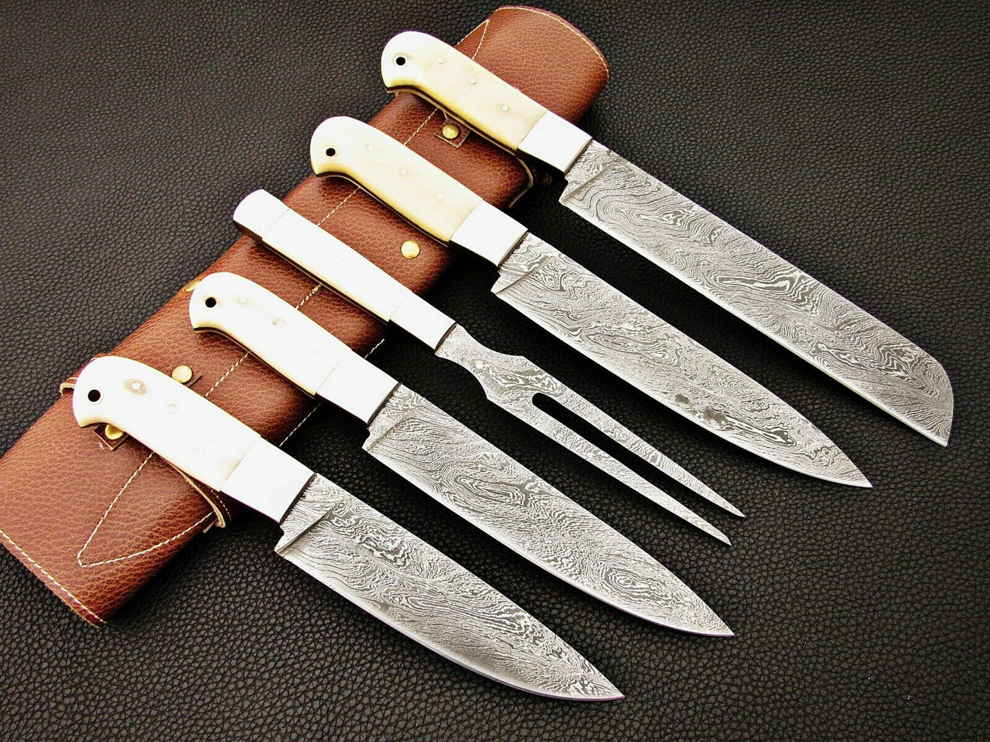 Custom Hand made Damascus Steel Kitchen / Chef Knives Set 5 Pcs. Set FR-2001081