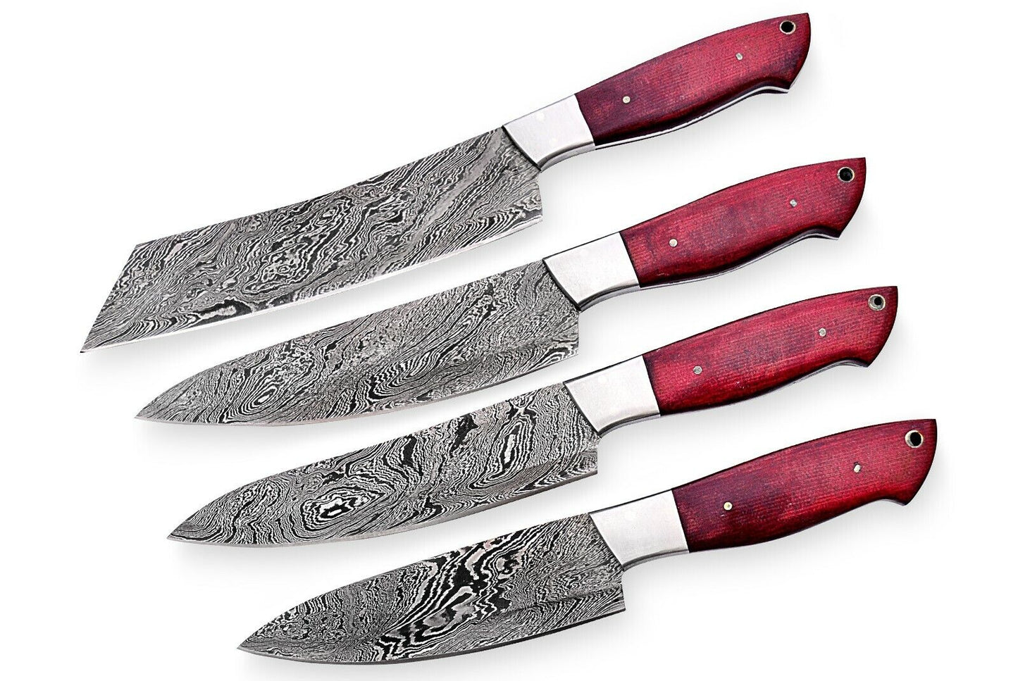 Custom Hand made Damascus Steel Kitchen / BBQ / Chef Knives 4 Pcs.Set FR-2001017