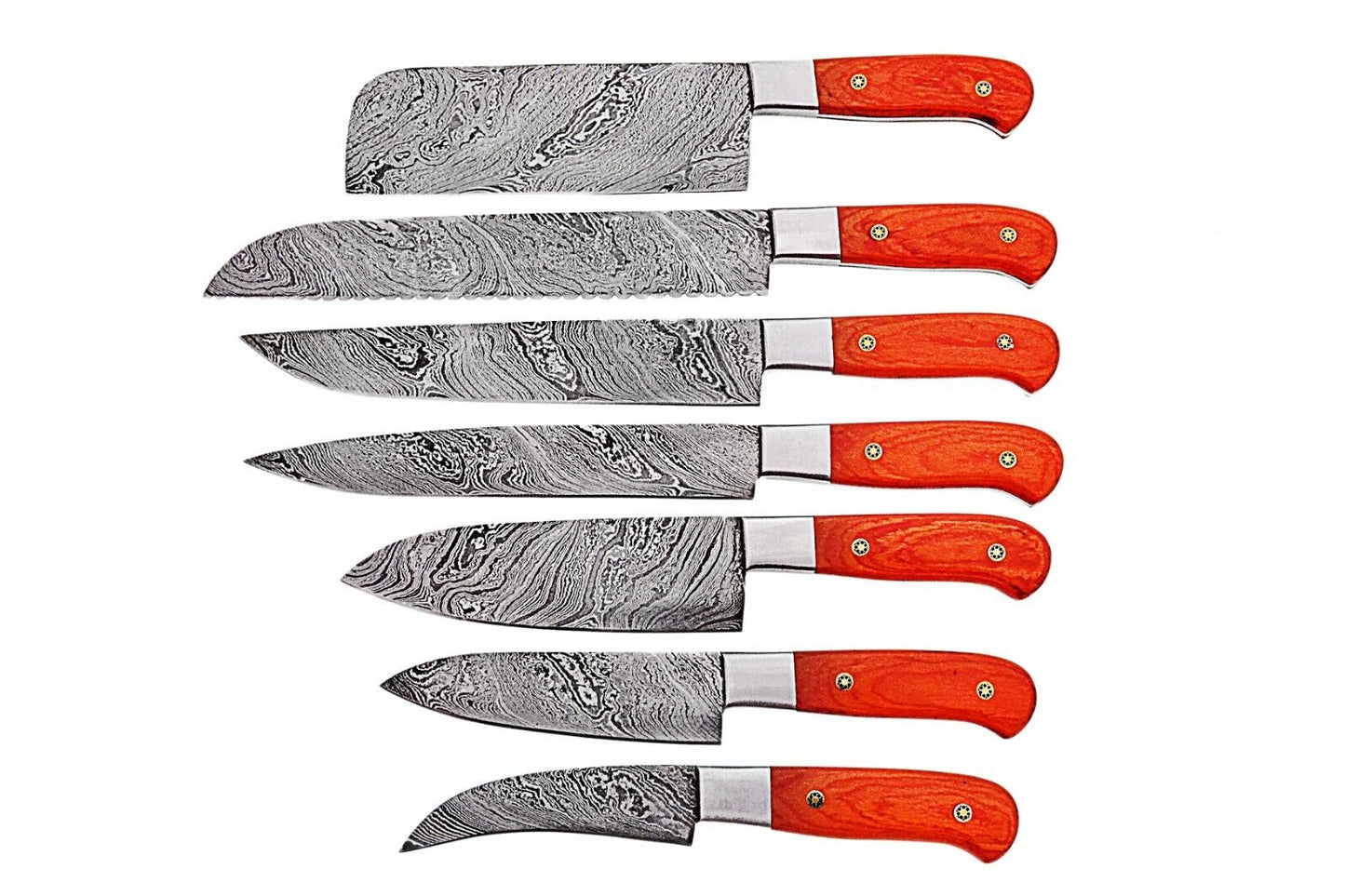 Custom Hand Made Damascus Steel Kitchen Knife Set/Chef Knives 7Pcs. FR 2001097OR